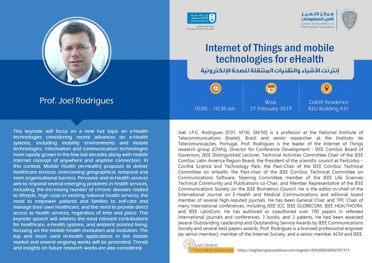 Lecture: Internet of Things and Mobile Technologies for eHealth